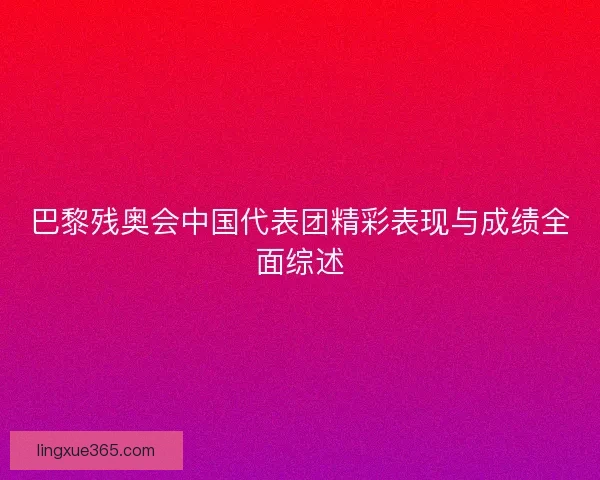 巴黎残奥会中国代表团精彩表现与成绩全面综述