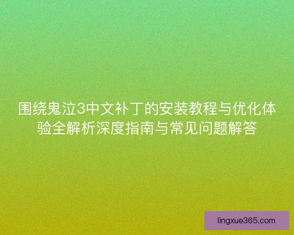 围绕鬼泣3中文补丁的安装教程与优化体验全解析深度指南与常见问题解答